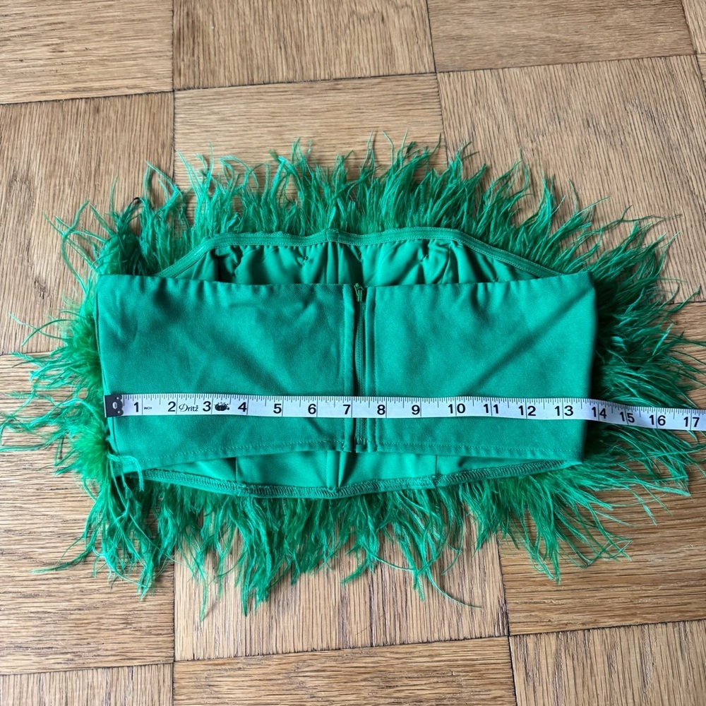 Nasty Gal Green Feather Bandeau Tube Top Crop US 4 - Picture 7 of 7